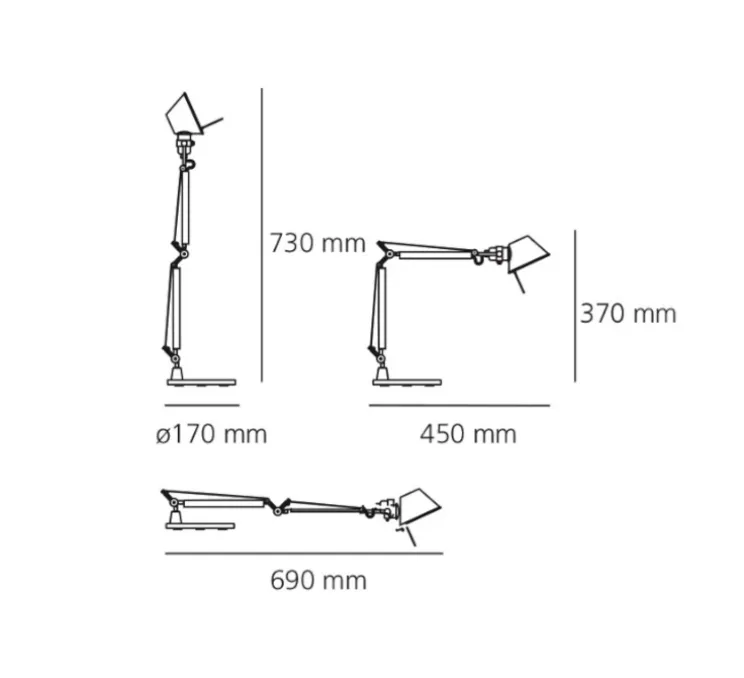 Lampe à poser, Tolomeo Table Micro, noir, H73cm, L69cm - Artemide