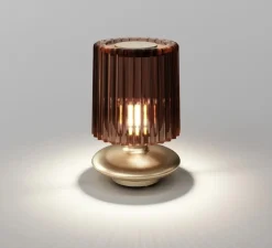 Lampe à poser, Tread LT, terre brûlé, transparent, Ø15cm, H20cm - Vistosi