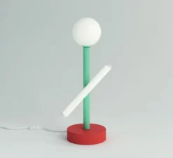 Lampe à poser, Tube and Globe Concept D, rouge et vert, Ø9cm, H37cm - Atelier Areti