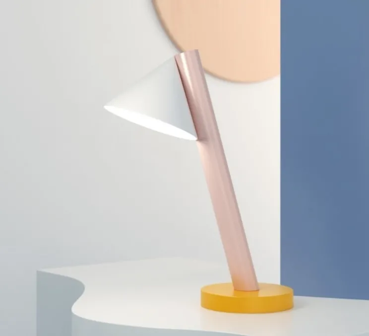 Lampe à poser, Tube with globes and cone Concept D, orange et rose, Ø15cm, H40cm - Atelier Areti