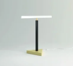 Lampe à poser, Tube with triangle, jaune clair, noir, blanc, LED, 2700K, lm, L40cm, H25cm - Atelier Areti