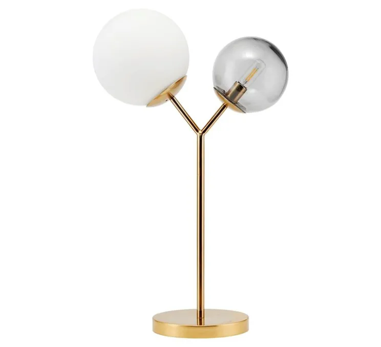 Lampe à poser, Twice, laiton, opal, verre fumé, L35cm, H42cm - House Doctor
