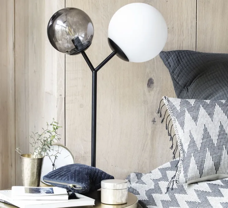 Lampe à poser, Twice, noir, opal, verre fumé, L35cm, H42cm - House Doctor