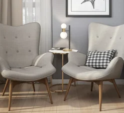 Lampe à poser, Wool, laiton satiné, graphite satiné, L17cm, H36cm - Manufacture