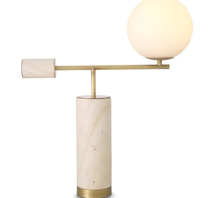 Lampe à poser, Xperience, Laiton, travertin, L51cm, H62,5cm - Eichholtz