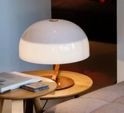 Lampe à poser, Zanuso, marron, blanc, Ø42cm - Oluce