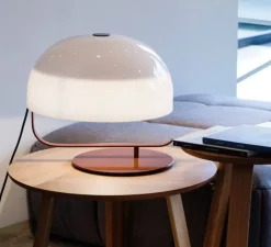 Lampe à poser, Zanuso, marron, blanc, Ø42cm - Oluce