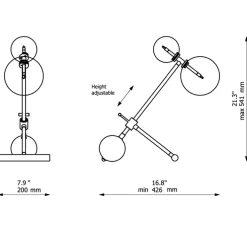Lampe à poser, Zosia, Nickel poli, L40cm, H44cm - Schwung