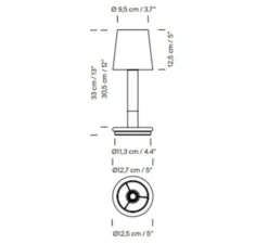 Lampe, Baladeuse, Basica Minima Bateria, ruban, LED, dim, 2200K, 31 lm, Ø12,5cm, H33cm - Santa & Cole