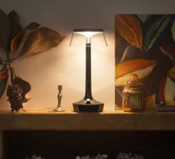 Lampe, Baladeuse, Bon Jour unplugged, noir chrome, LED, dim, 2200-2700-3000K, 150 lm, Ø13,1cm, H27cm - Flos