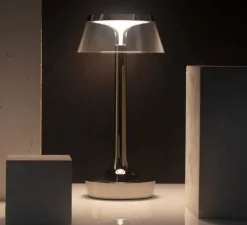 Lampe, Baladeuse, Bon Jour unplugged, noir chrome, LED, dim, 2200-2700-3000K, 150 lm, Ø13,1cm, H27cm - Flos