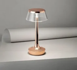 Lampe, Baladeuse, Bon Jour unplugged, cuivre, couronne transparente, LED, dim, 2700K, 181 lm, Ø10,3cm, H27cm - Flos