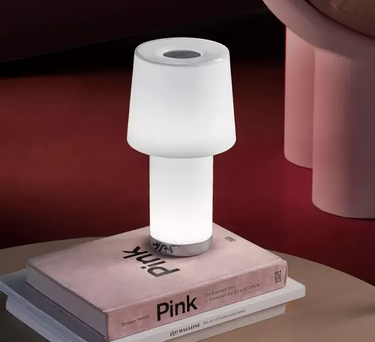 Lampe, Baladeuse, Cameo, blanc, chrome, IP54, LED, dim, 2700K, 220 lm, L12,3cm, H24,9cm - Fontana Arte