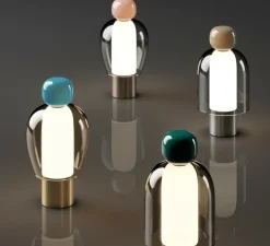 Lampe, Baladeuse, Easy Peasy Flamingo, rose & bronze, verre teinté gris, LED, dim, 2700K, 380 lm, Ø12,1cm, H23,3cm - Lodes