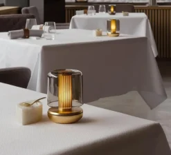 Lampe, Baladeuse, Firefly, laiton, verre fumé, IP65, Ø8,6cm, H11,8cm - Humble