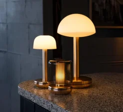 Lampe, Baladeuse, Firefly, laiton, verre fumé, IP65, Ø8,6cm, H11,8cm - Humble