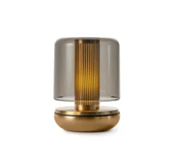 Lampe, Baladeuse, Firefly, laiton, verre fumé, IP65, Ø8,6cm, H11,8cm - Humble