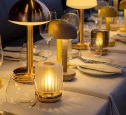 Lampe, Baladeuse, Firefly, laiton, verre givré, IP65, Ø8,6cm, H11,8cm - Humble