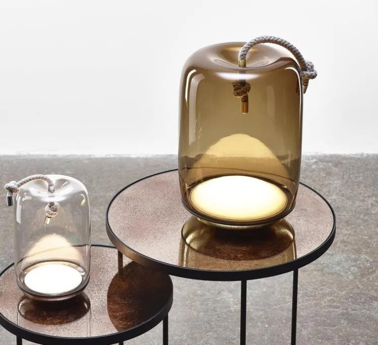 Lampe, Baladeuse, Knot Battery, verre fumé, IP44, LED, 2700K, 580 lm, Ø30cm, H46cm - Brokis