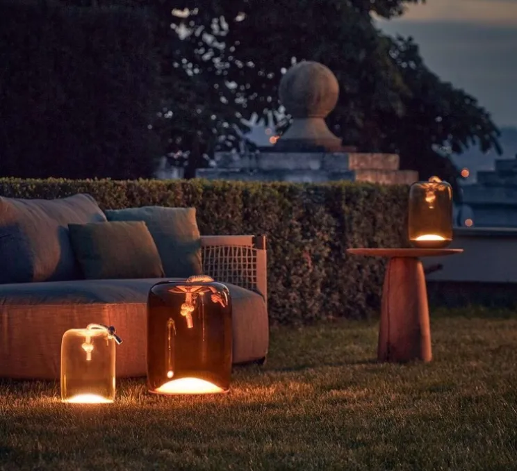 Lampe, Baladeuse, Knot Battery, verre fumé, IP44, LED, 2700K, 580 lm, Ø30cm, H46cm - Brokis