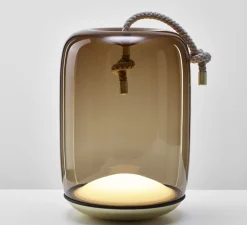 Lampe, Baladeuse, Knot Battery small, verre transparent, IP44, LED, 2700K, 580 lm, Ø18cm, H29cm - Brokis