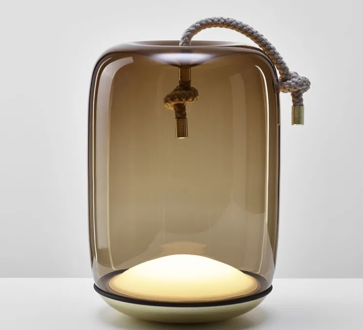 Lampe, Baladeuse, Knot Battery small, verre transparent, IP44, LED, 2700K, 580 lm, Ø18cm, H29cm - Brokis