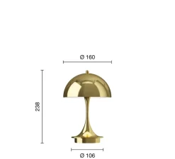 Lampe, Baladeuse, Panthella 160 Portable V3, laiton métallique, IP44, LED, dim, 2700K, 81 lm, Ø16cm, H24,1cm - Louis Poulsen
