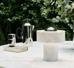 Lampe, Baladeuse, Stone, argent, LED, dim, 3000K, 160 lm, Ø19cm, H28cm - Tom Dixon