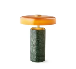 Lampe, Baladeuse,Trip, Indian Green, Marbre vert, opaline ambre, IP44, LED, dim, 3000K, Ø17cm, H21cm - Design by us