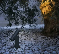 Lampe borne et applique, Spy-1, gris foncé, IP65, 3000k, 500lm, Ø4cm, H14,5cm - Faro