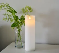 Lampe Bougie, cire, Sara Rechargeable, blanc, LED, Ø7,5cm, H25cm - Sirius