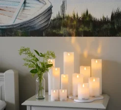 Lampe Bougie, cire, Sara Rechargeable, blanc, LED, Ø7,5cm, H25cm - Sirius