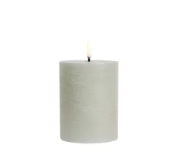 Lampe Bougie, Rustic Pillar, dusty green, Ø7,8cm, H10cm, LED, dim, 2400K, 6 lm-Uyuni