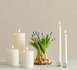 Lampe Bougie, Smooth Pillar, blanc nordique, Ø7,8cm, H20cm, LED, dim - UYUNI