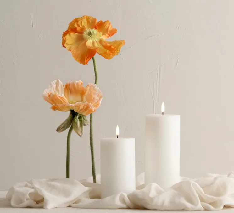 Lampe Bougie, Smooth Pillar, blanc nordique, Ø10cm, H20cm, LED, dim - UYUNI