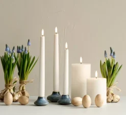 Lampe Bougie, Smooth Pillar, blanc nordique, Ø10cm, H20cm, LED, dim - UYUNI