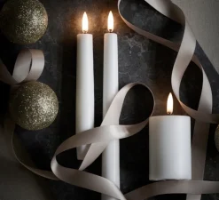 Lampe Bougie, Smooth Pillar, blanc nordique, Ø7,8cm, H10cm, LED, dim - UYUNI