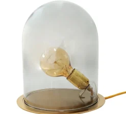 Lampe cloche, Glow in a dome, gris fumé, base laiton, H25cm, Ø23cm - Ebb and Flow