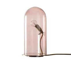 Lampe cloche, Speak up!, rose fumé, base laiton, H33cm - Ebb and Flow