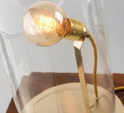 Lampe cloche, Speak up!, transparent, base laiton, H33cm - Ebb and Flow