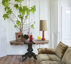 Lampe, Cone + Retro Stoneware, céramique, marron, rouge, Ø32cm, H80cm - HK Living