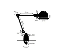 Lampe de bureau, à étau, Signal 2 bras SI332, moutarde, mat, L30cm, H70cm - Jieldé