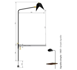 Lampe de bureau, Agrafée simple, noir, H70cm - Serge Mouille