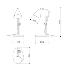 Lampe de bureau, Cone, laiton brossé vieilli, terrazo blanc, câble doré, L20cm, H44cm - Contain