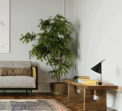 Lampe de bureau, Lampe à poser Rubi, noir et or, Ø20cm, H44cm - Robin