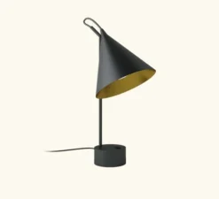 Lampe de bureau, Lampe à poser Rubi, noir et or, Ø20cm, H44cm - Robin