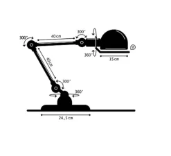 Lampe de bureau, Loft D64410I, noir brillant, polis, Ø15cm, H80cm - Jieldé