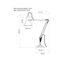 Lampe de bureau, Original 1227, blanc lin, Ø14cm H49cm - ANGLEPOISE