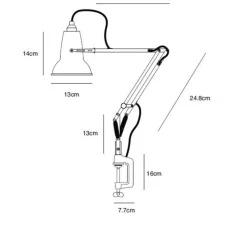 Lampe de bureau, Original 1227 mini avec Pince, noir, H50cm - ANGLEPOISE