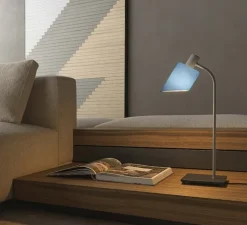 Lampe de bureau, réédition de Charlotte Perriand, bleu gris, L15cm, H51cm - Nemo Lighting